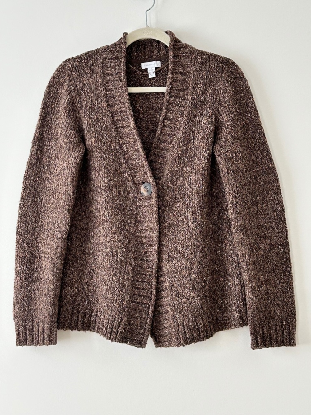 Charter Club Brown Marled Knit Button Cardigan